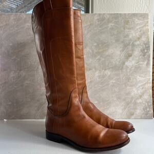 Frye Riding Boots Women's 9.5 B Paige Tall Brown Leather Side Zip Made In Mexico